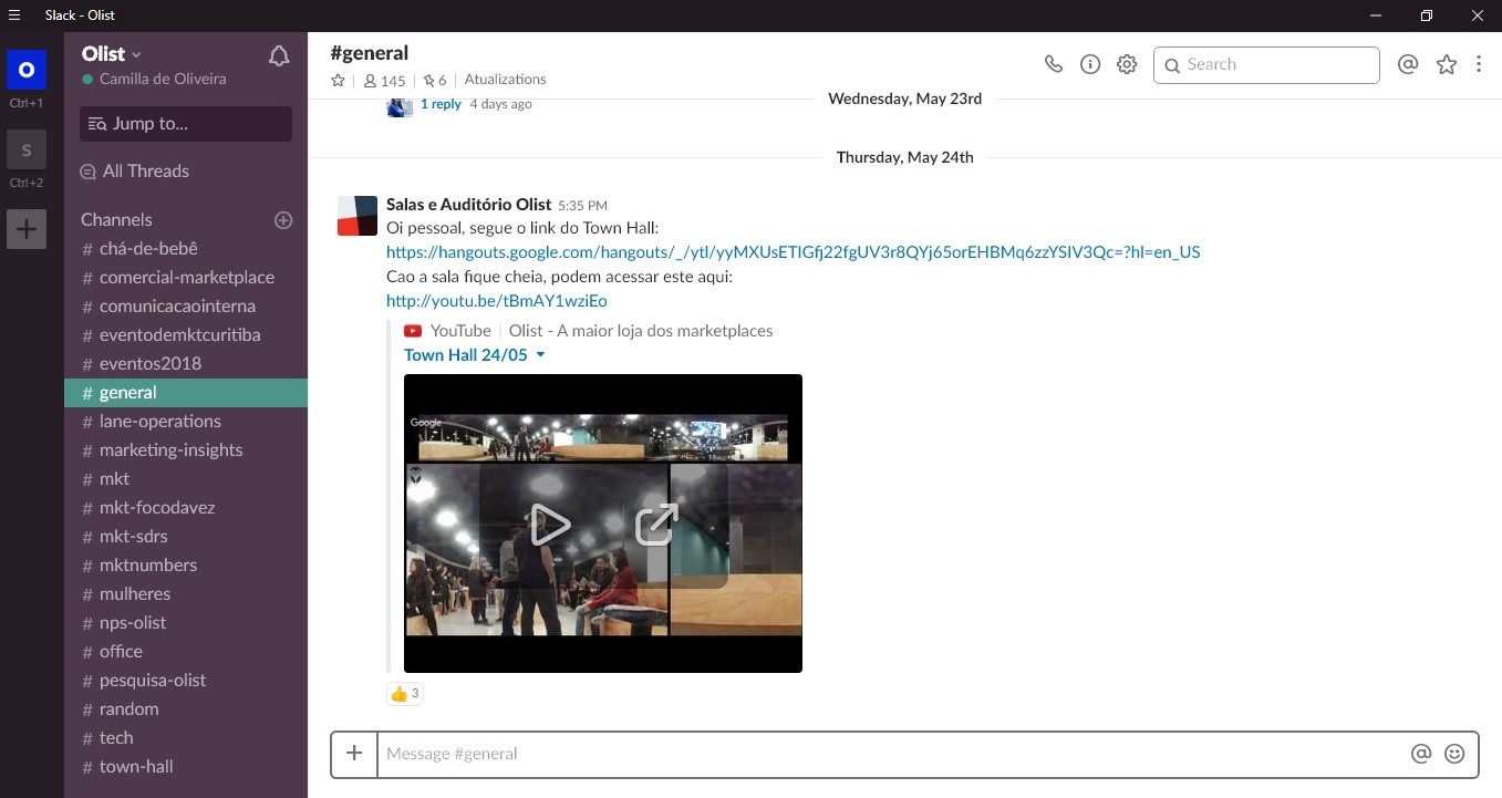 Interface do Slack