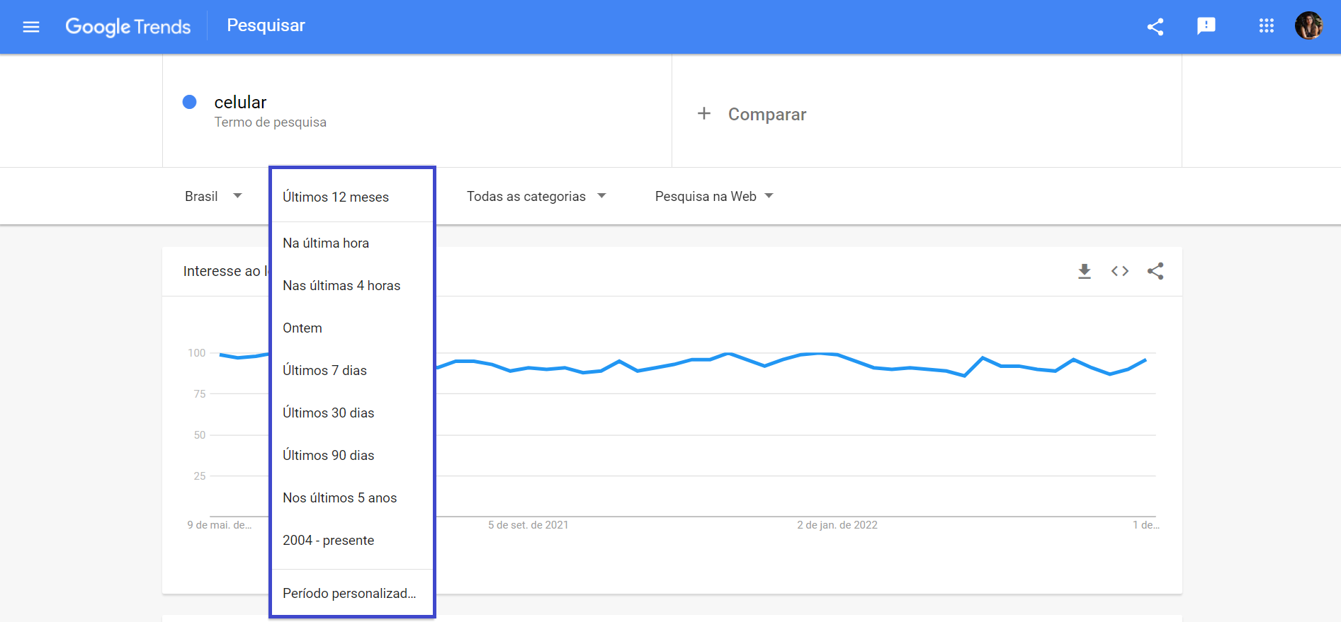 Como usar o Google Trends - Filtre os campos