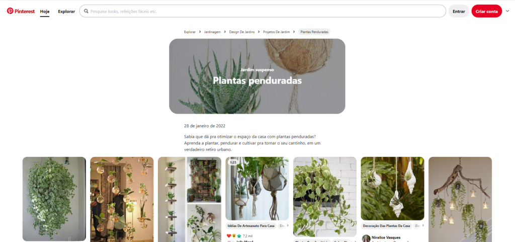 Pinterest - Pins e pastas - Exemplo